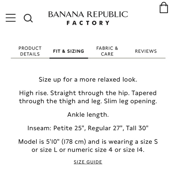 NWOT Banana Republic Hayden Tapered Pants Size 4P - Picture 9 of 10